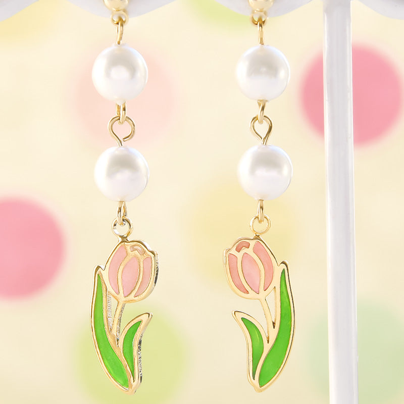 レシピNo.KR0963 シルエットチャームチューリップのピアス