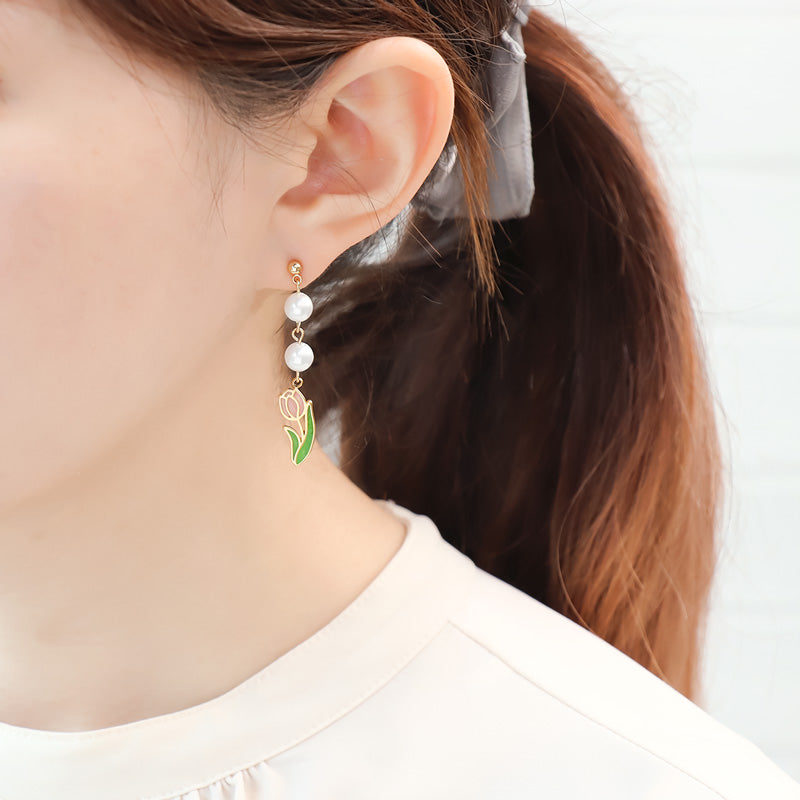 レシピNo.KR0963 シルエットチャームチューリップのピアス
