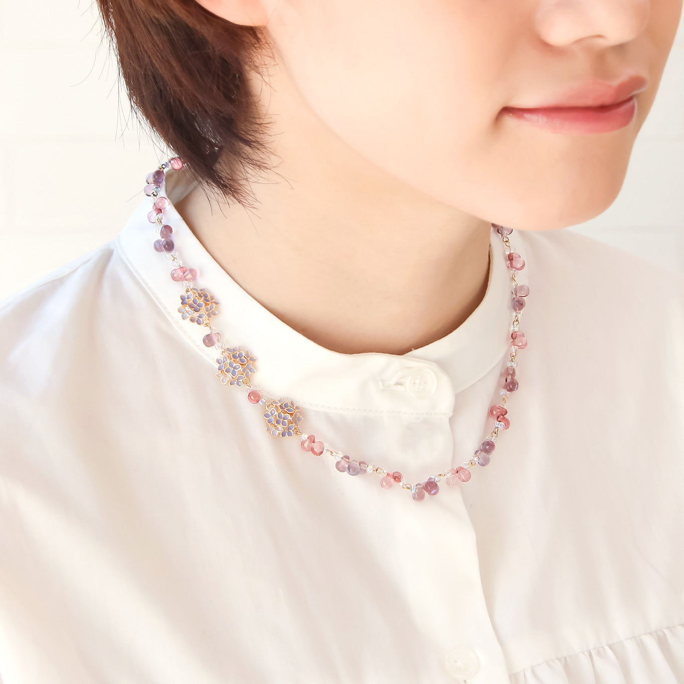 Recipe No.kr0969 Charm hydrangea necklace