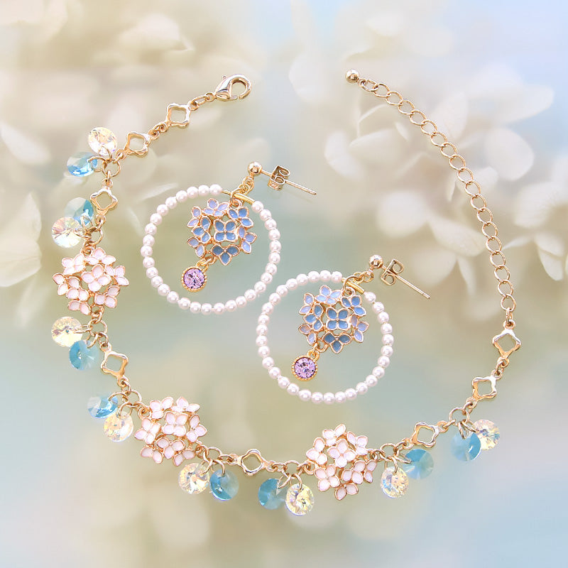 レシピNo.KR0970 チャーム紫陽花のアクセサリー2種