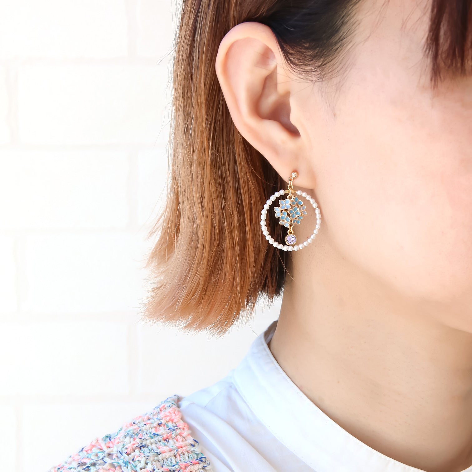 レシピNo.KR0970 チャーム紫陽花のアクセサリー2種