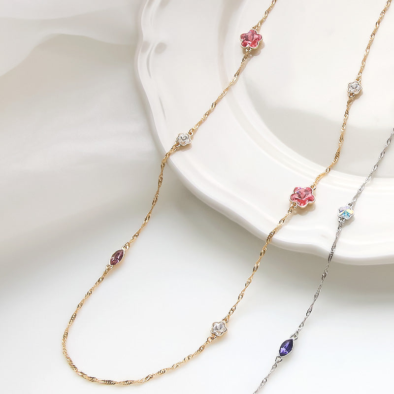 レシピNo.KR0974 貴和クリスタル#4228・#4744のロングネックレス