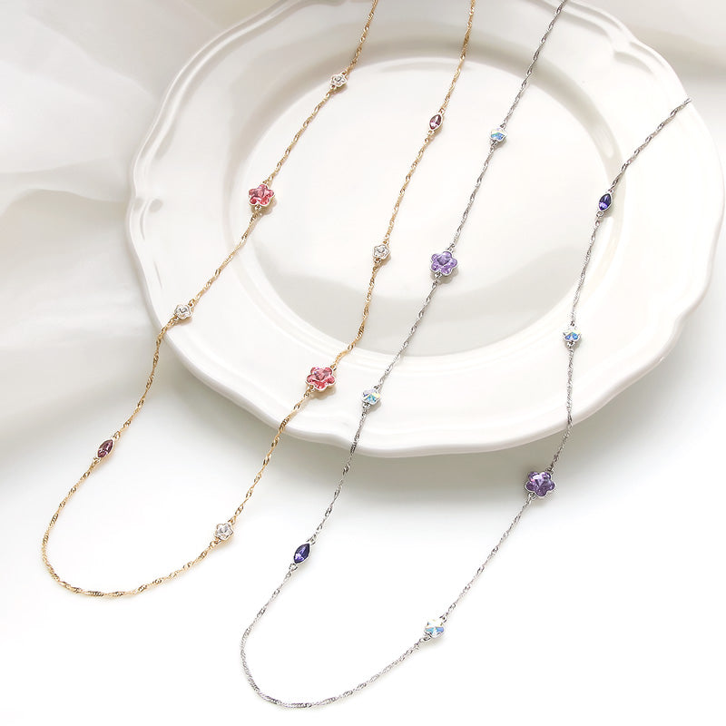 レシピNo.KR0974 貴和クリスタル#4228・#4744のロングネックレス