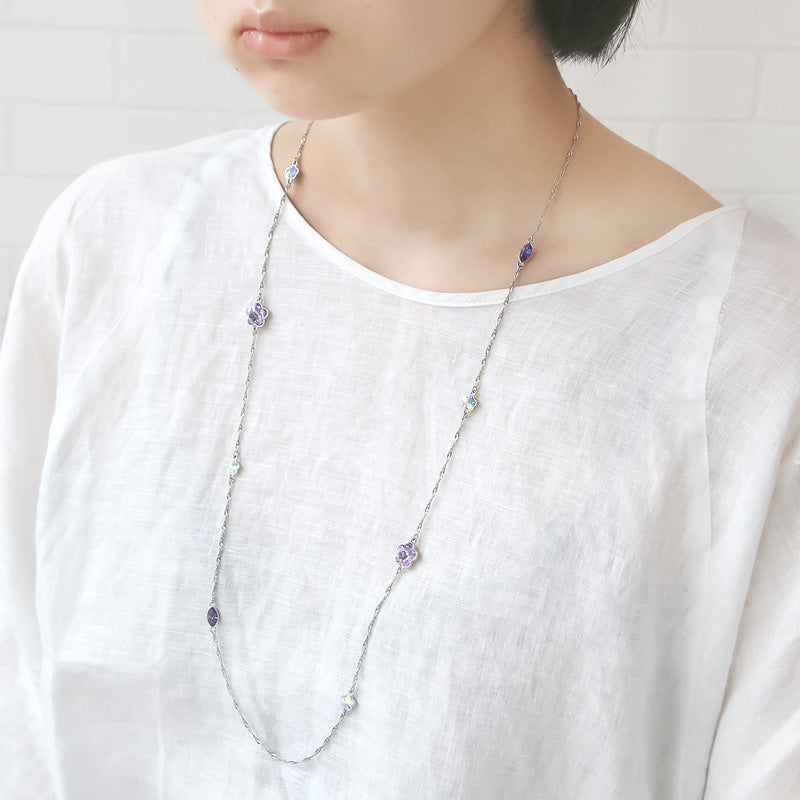 レシピNo.KR0974 貴和クリスタル#4228・#4744のロングネックレス