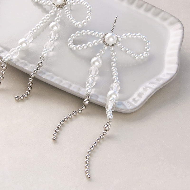 レシピNo.KR0977 貴和クリスタルのパールリボンピアス