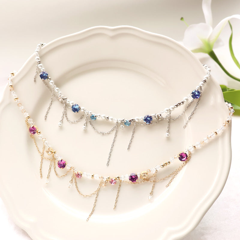 レシピNo.KR0978 貴和クリスタルのチェーンビジューネックレス
