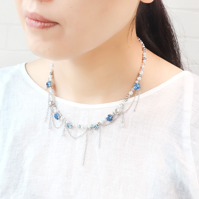 レシピNo.KR0978 貴和クリスタルのチェーンビジューネックレス