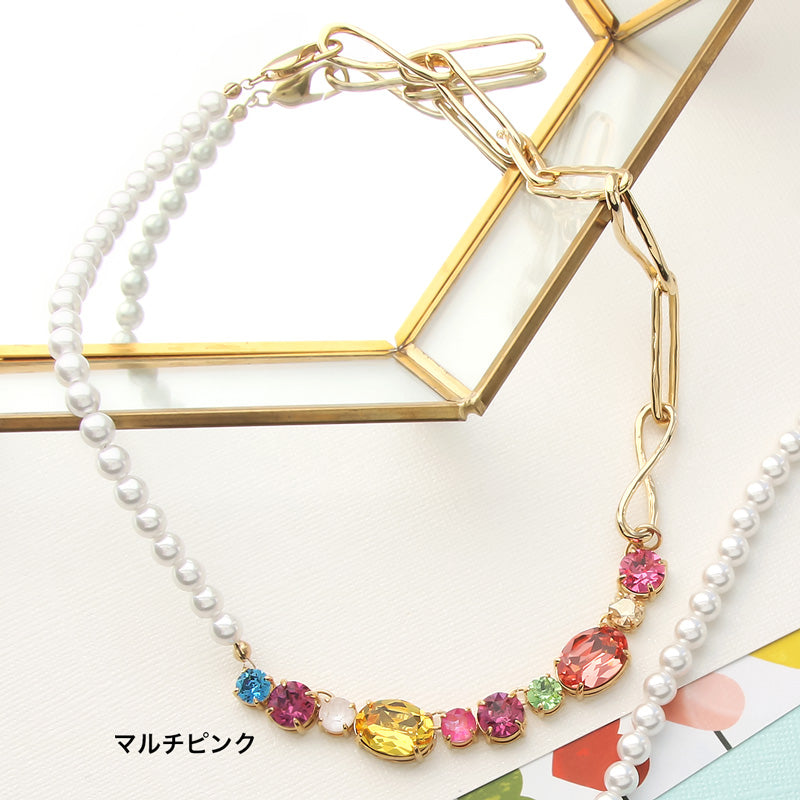レシピNo.KR0985 貴和クリスタルのマルチビジューネックレス