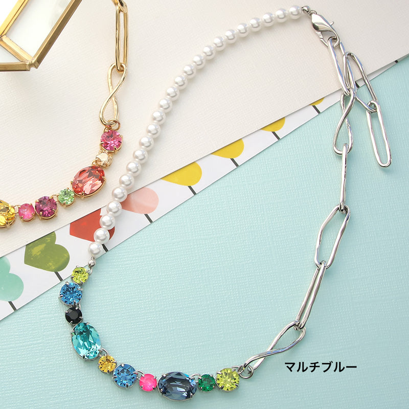 レシピNo.KR0985 貴和クリスタルのマルチビジューネックレス