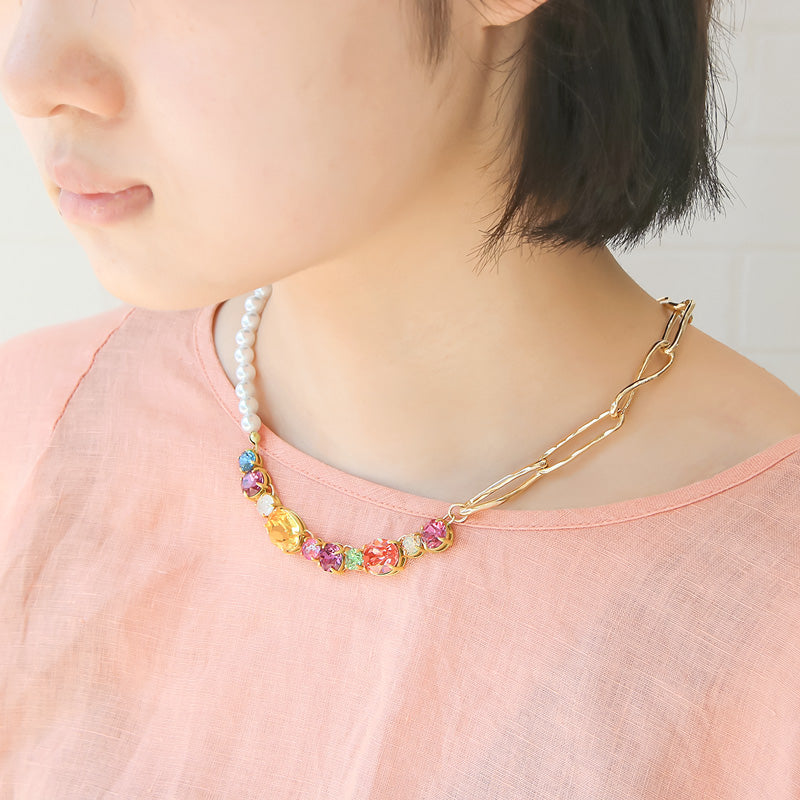 レシピNo.KR0985 貴和クリスタルのマルチビジューネックレス