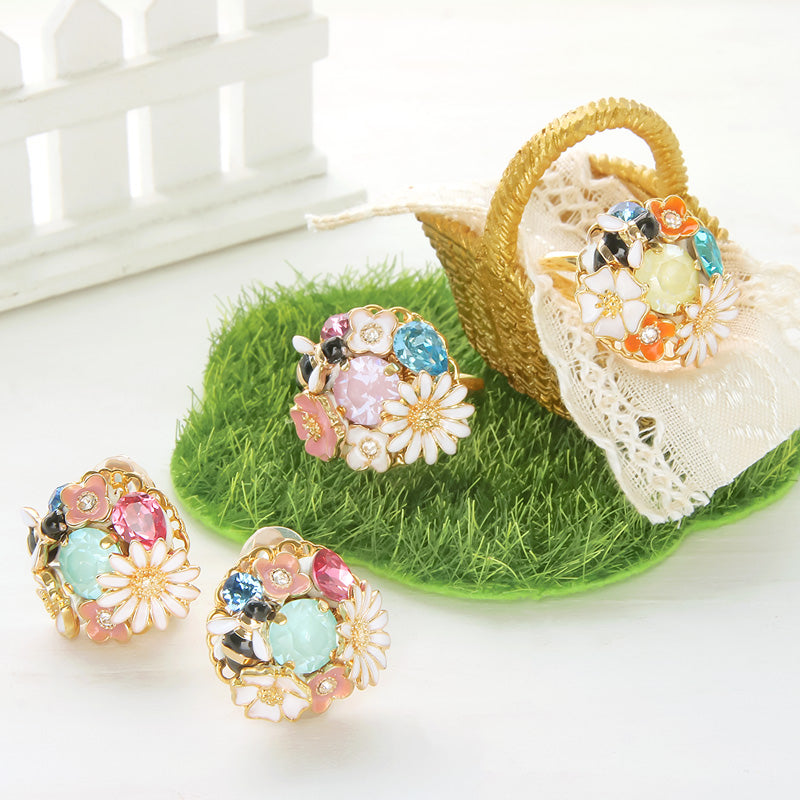レシピNo.KR0986 貴和クリスタルのフラワービジューアクセサリー2種