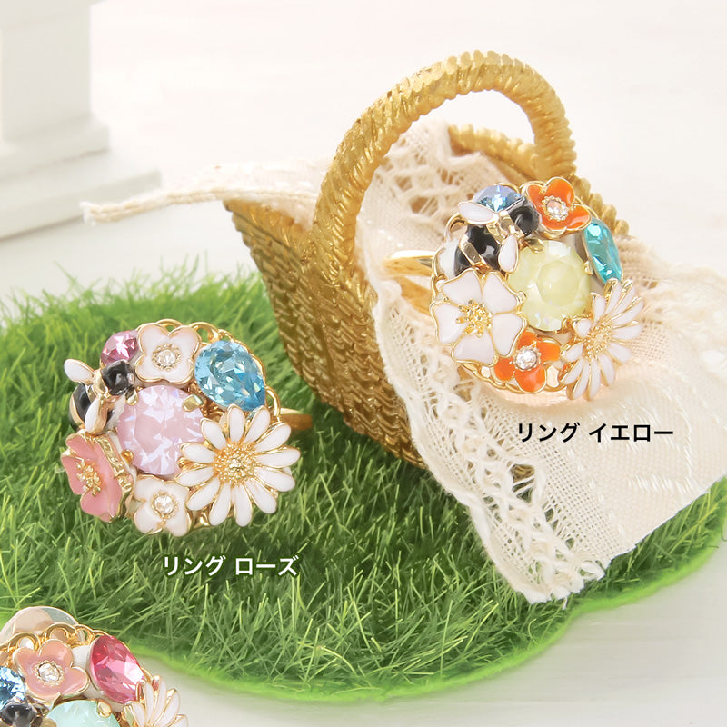 レシピNo.KR0986 貴和クリスタルのフラワービジューアクセサリー2種