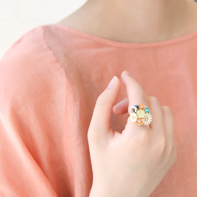 レシピNo.KR0986 貴和クリスタルのフラワービジューアクセサリー2種