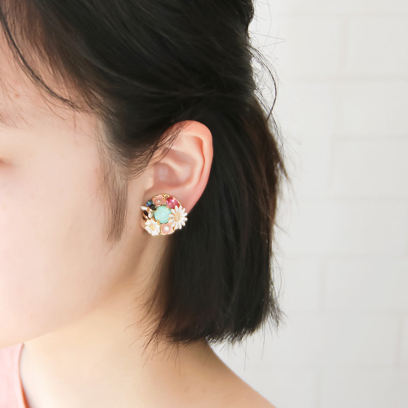 レシピNo.KR0986 貴和クリスタルのフラワービジューアクセサリー2種