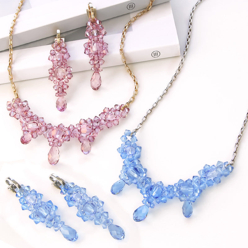 レシピNo.KR0987 貴和クリスタルのアイシクルネック&イヤリング
