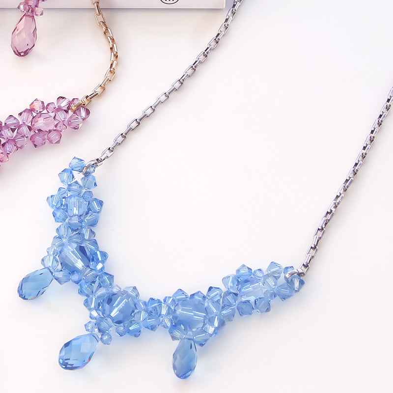 レシピNo.KR0987 貴和クリスタルのアイシクルネック&イヤリング