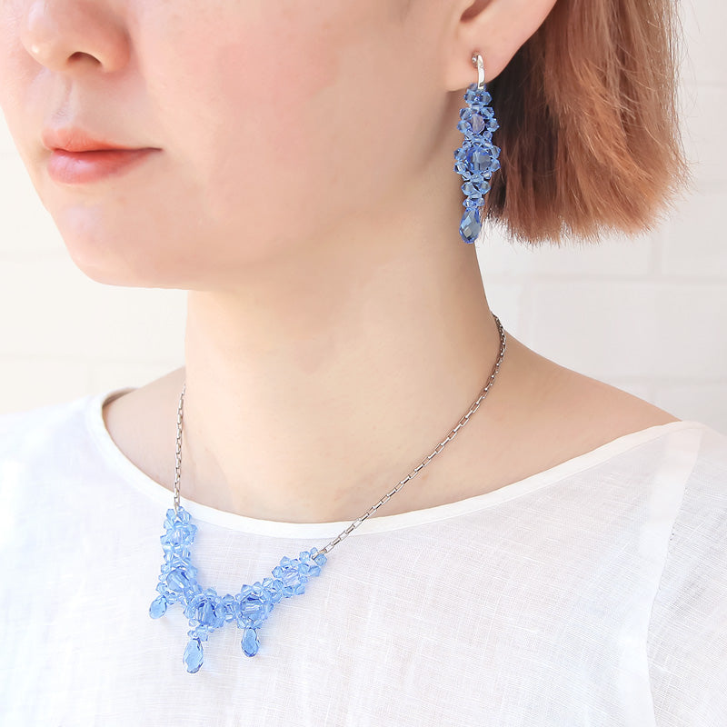 レシピNo.KR0987 貴和クリスタルのアイシクルネック&イヤリング