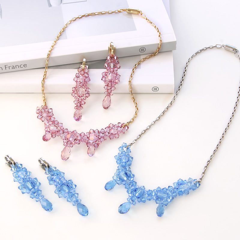 レシピNo.KR0987 貴和クリスタルのアイシクルネック&イヤリング
