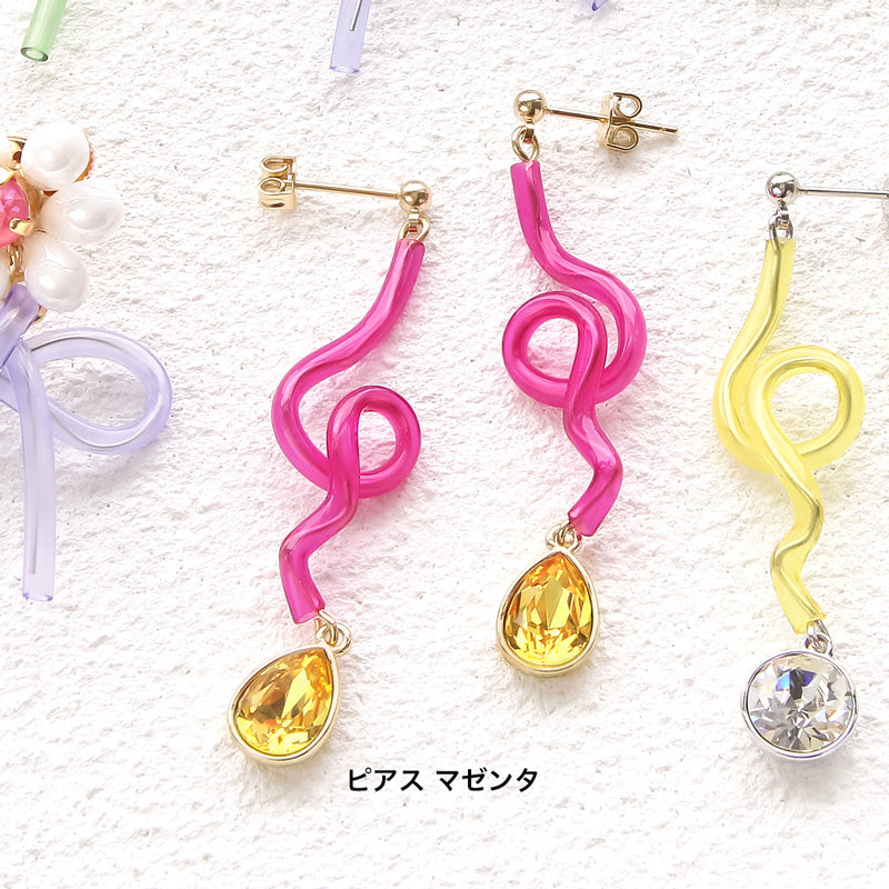 レシピNo.KR0989 PVCチューブのアレンジイヤーアクセサリー2種