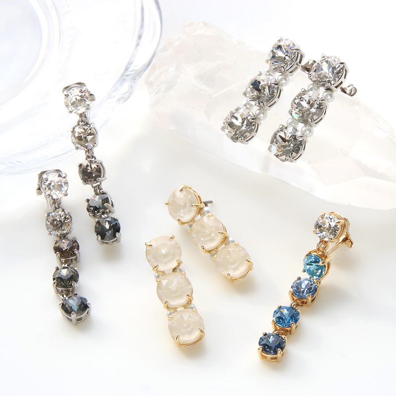 レシピNo.KR0991 貴和クリスタルのビジューレーンイヤーアクセサリー2種
