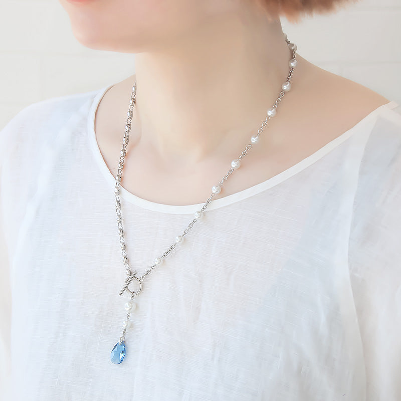 レシピNo.KR0994 貴和クリスタルドロップとデザインチェーンのアクセサリー2種