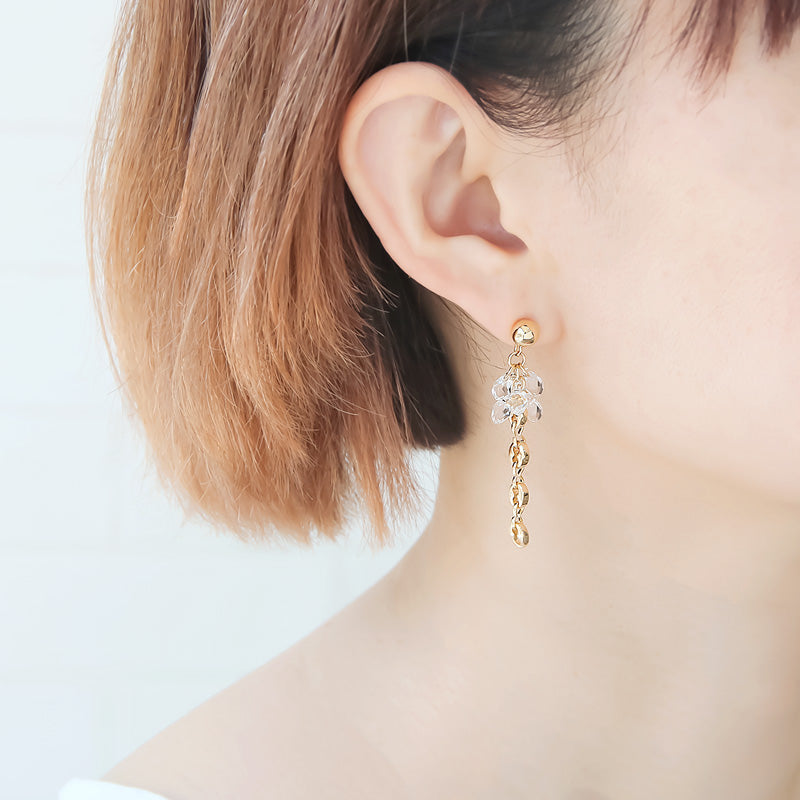 レシピNo.KR0994 貴和クリスタルドロップとデザインチェーンのアクセサリー2種
