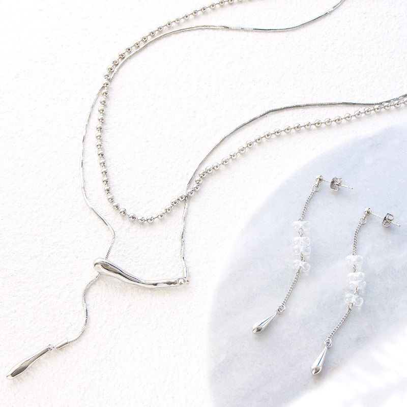 レシピNo.KR0997 メタルパーツドロップとスライドボールのアクセサリー2種