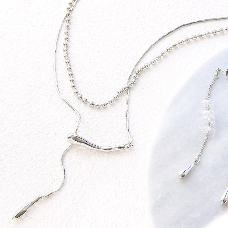レシピNo.KR0997 メタルパーツドロップとスライドボールのアクセサリー2種
