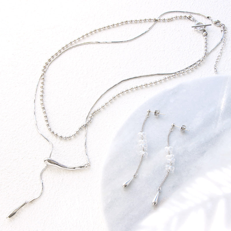 レシピNo.KR0997 メタルパーツドロップとスライドボールのアクセサリー2種