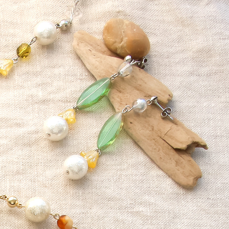 レシピNo.KR1001 チェコビーズのエレガンスネック&ピアス