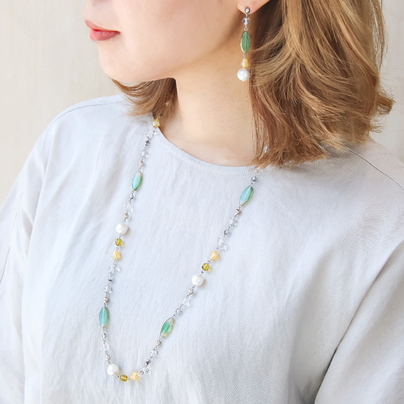 レシピNo.KR1001 チェコビーズのエレガンスネック&ピアス