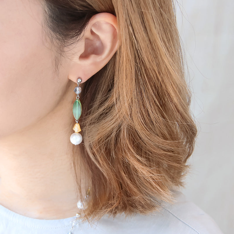 レシピNo.KR1001 チェコビーズのエレガンスネック&ピアス