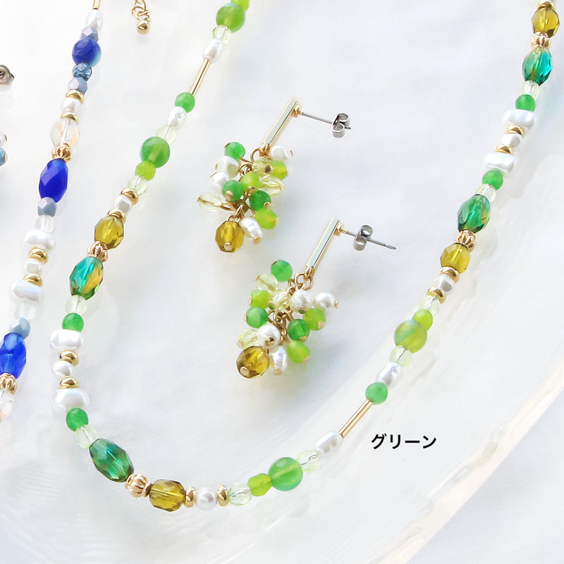 Recipe No. KR1002 Czech bead classic neck & earrings (with December ending material)