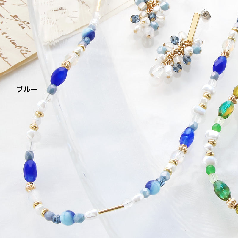 Recipe No. KR1002 Czech bead classic neck & earrings (with December ending material)