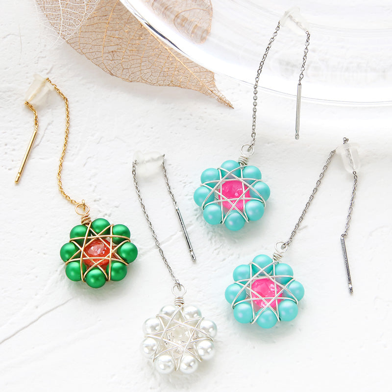 レシピNo.KR1004 クリスタルパールの八芒星ビジューピアス