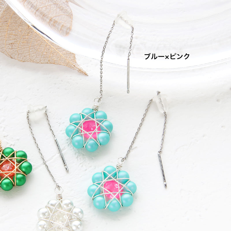 レシピNo.KR1004 クリスタルパールの八芒星ビジューピアス