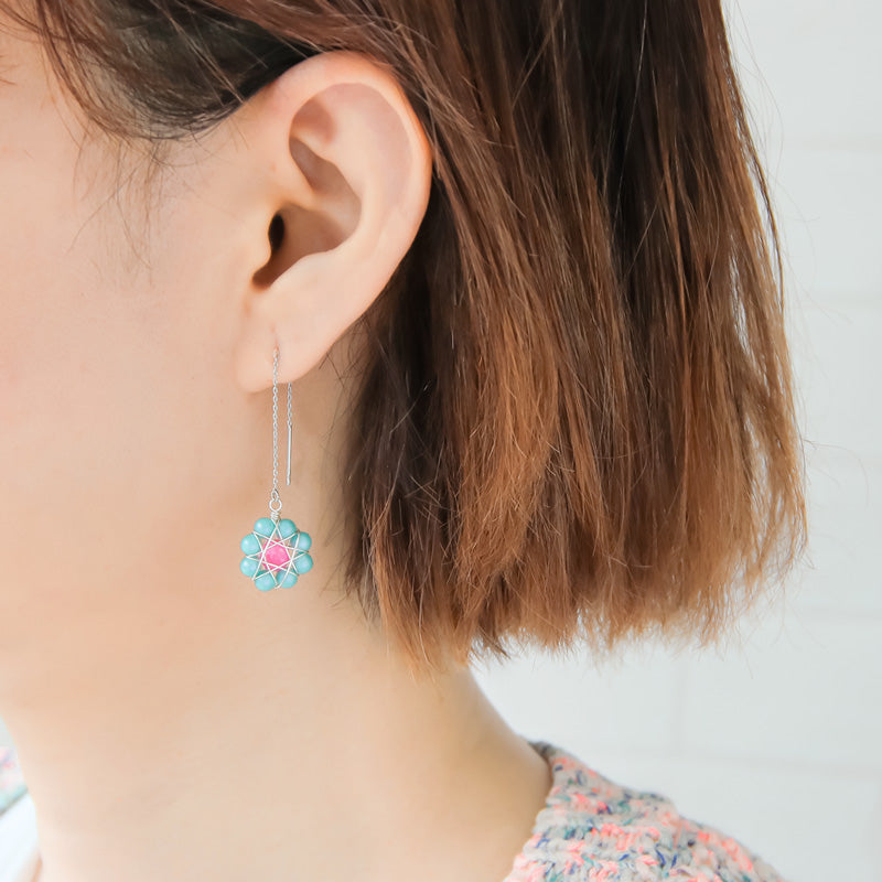レシピNo.KR1004 クリスタルパールの八芒星ビジューピアス