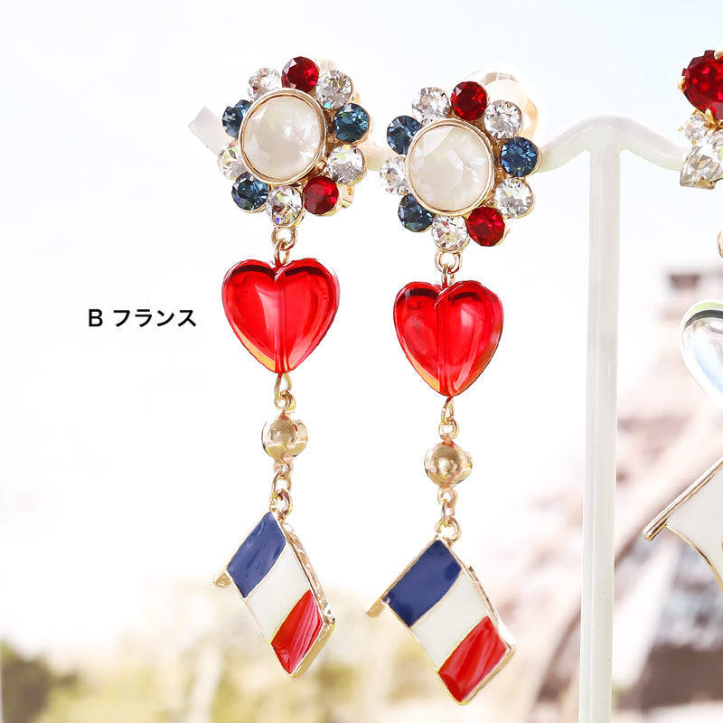 レシピNo.KR1010 国旗チャームのイヤリング2種