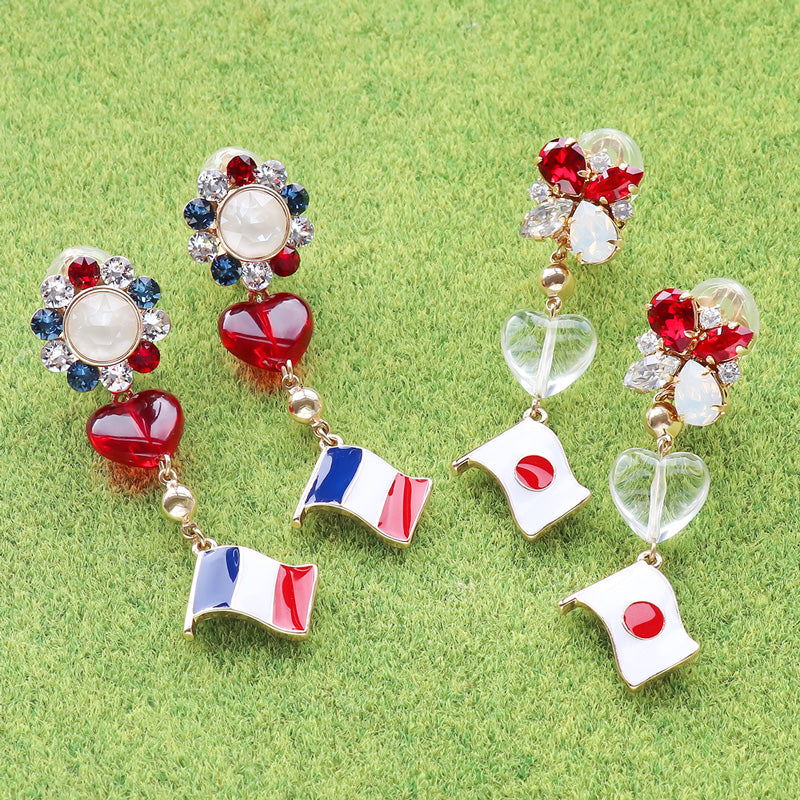 レシピNo.KR1010 国旗チャームのイヤリング2種