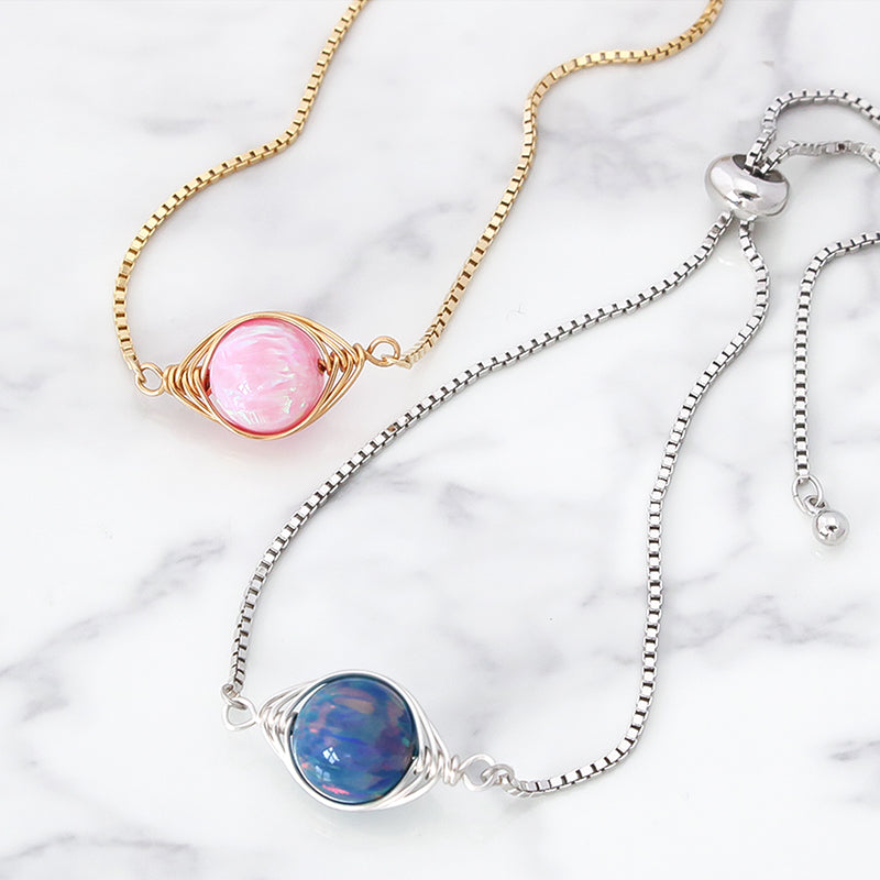 レシピNo.KR1013 京都オパールのワイヤーラッピングブレスレット