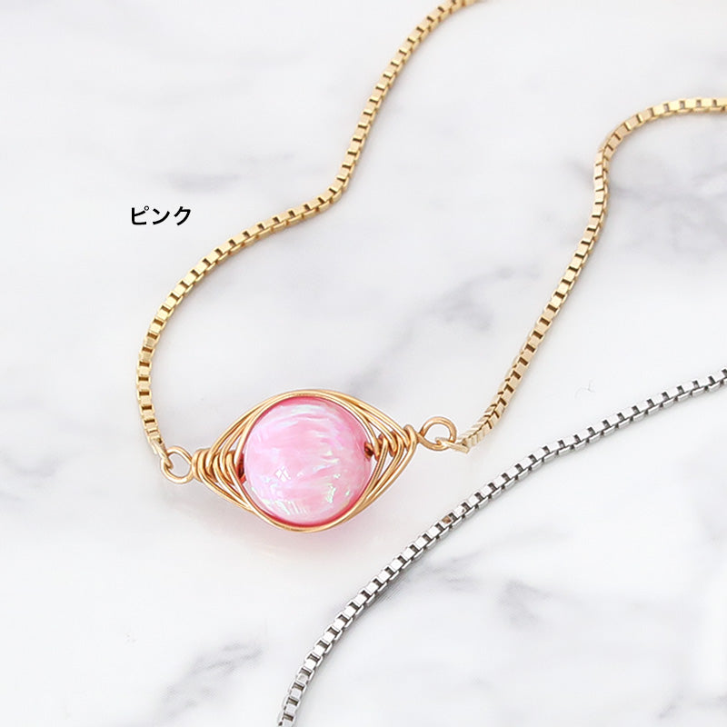 レシピNo.KR1013 京都オパールのワイヤーラッピングブレスレット