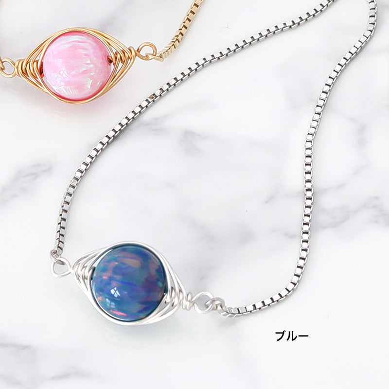 レシピNo.KR1013 京都オパールのワイヤーラッピングブレスレット