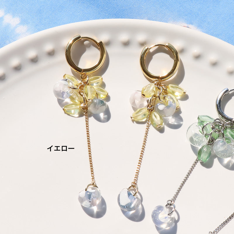 レシピNo.KR1014 ティアドロップビーズとチェコピンチのシャララピアス