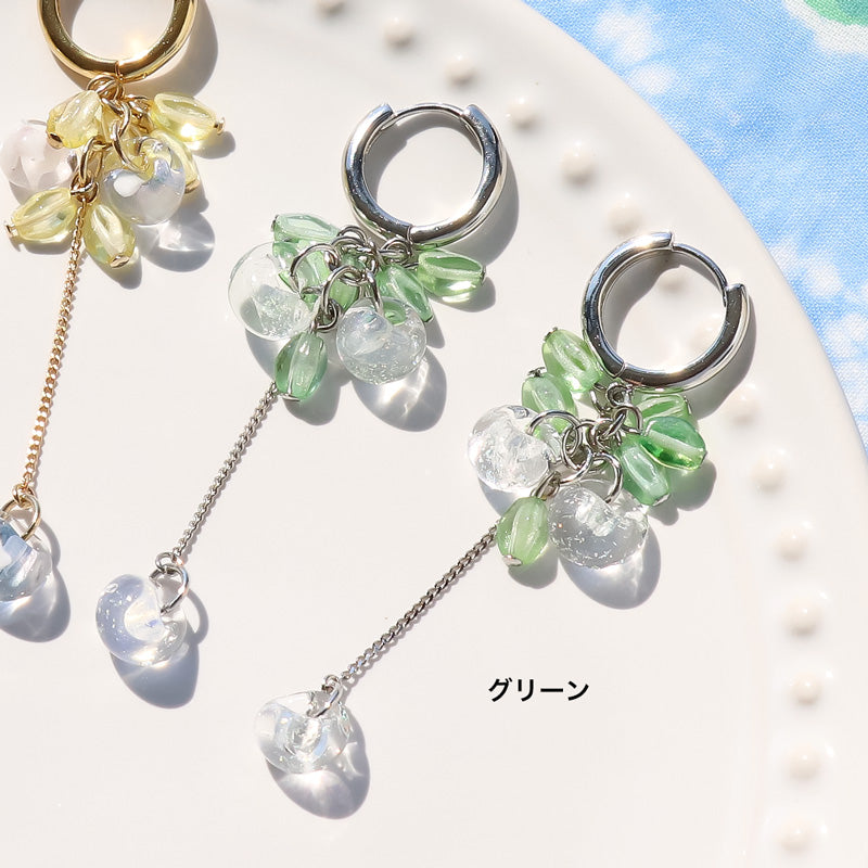 レシピNo.KR1014 ティアドロップビーズとチェコピンチのシャララピアス