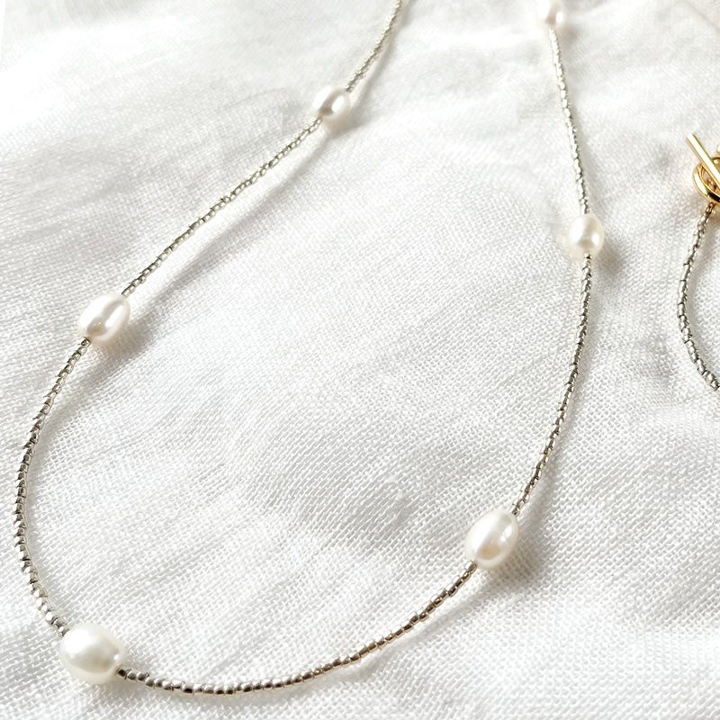 レシピNo.KR1018 淡水パールライスのステーションロングネックレス