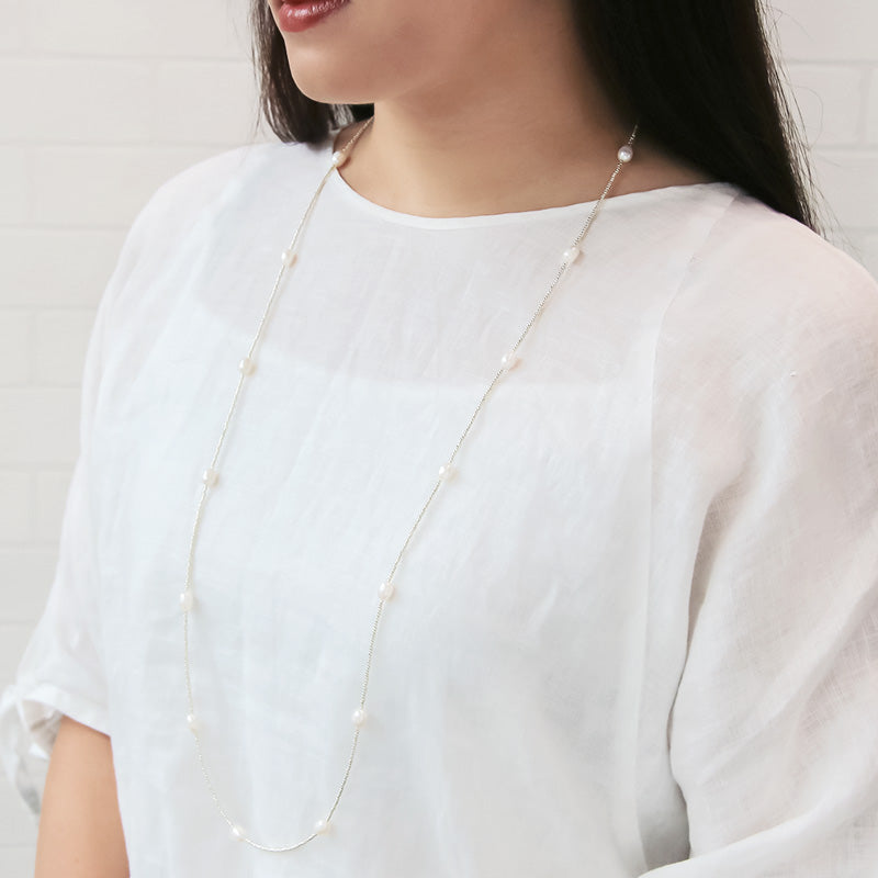 レシピNo.KR1018 淡水パールライスのステーションロングネックレス