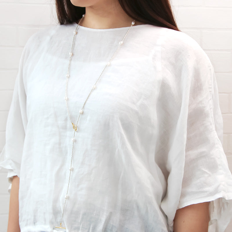 レシピNo.KR1018 淡水パールライスのステーションロングネックレス