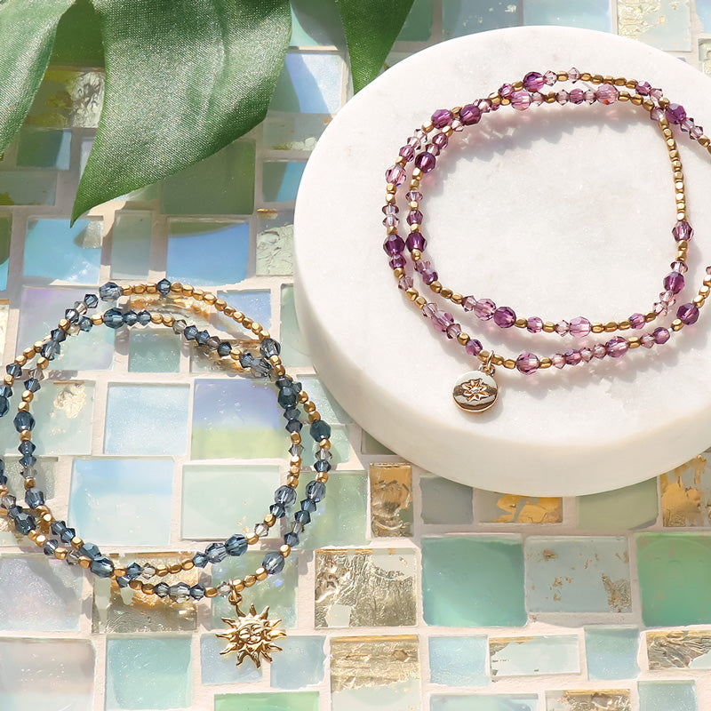 レシピNo.KR1022 貴和クリスタルの2連ゴムブレスレット