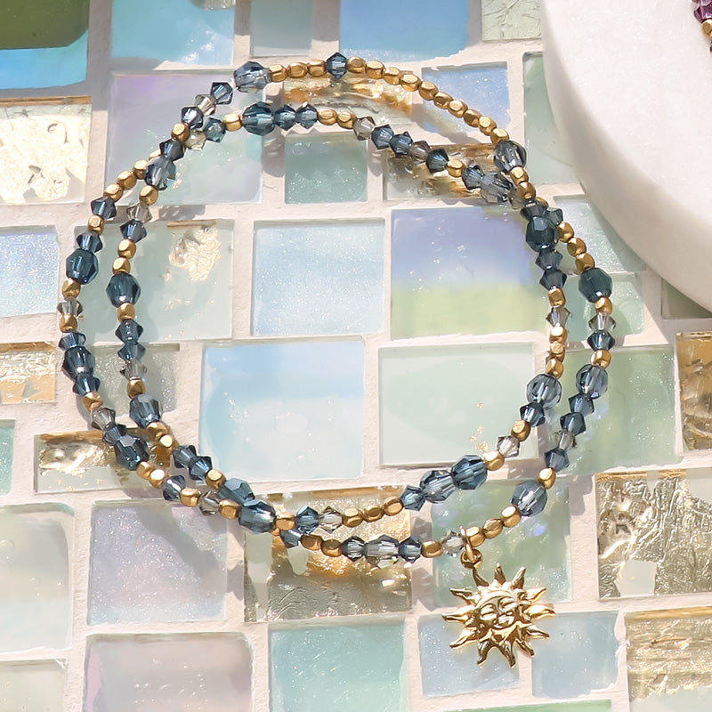 レシピNo.KR1022 貴和クリスタルの2連ゴムブレスレット