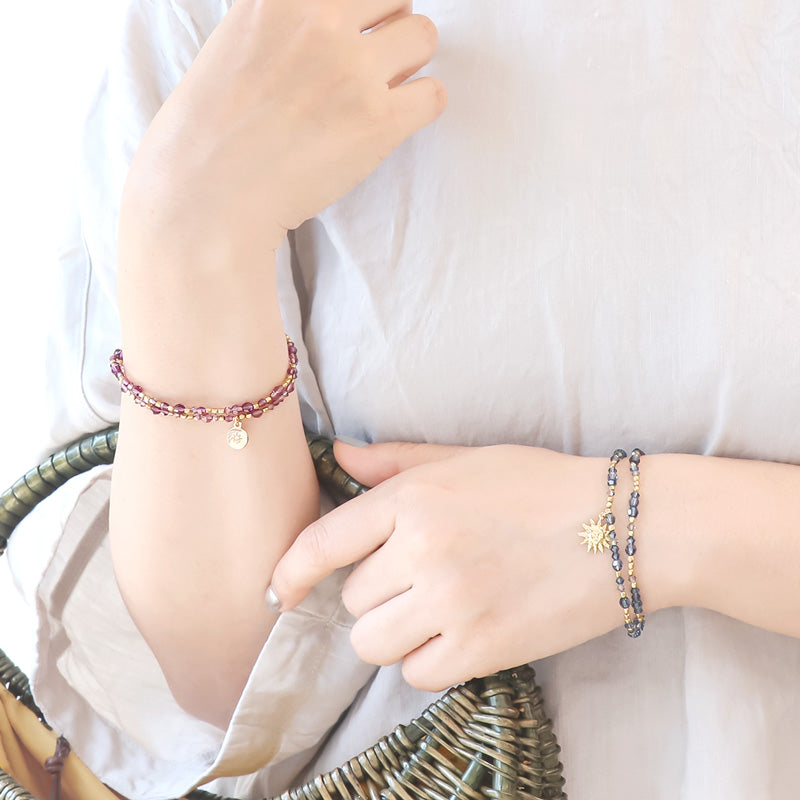レシピNo.KR1022 貴和クリスタルの2連ゴムブレスレット
